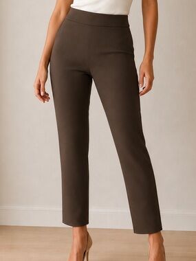 NWT Express Brown Ponte Knit Ankle Pants XS Pull-On Slim Fit Stretch Career